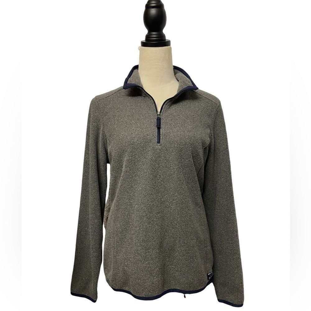 L.L. Bean Women’s Gray Lightweight Fleece with Blue Trim (Size: Medium)